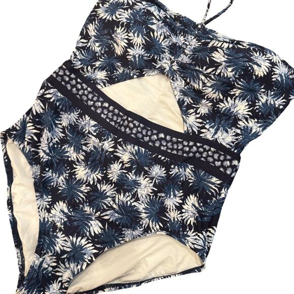 MICHAEL Michael Kors’ Women's Bandeau Cutout One-Piece Swimsuit - New Navy - Picture 4 of 6